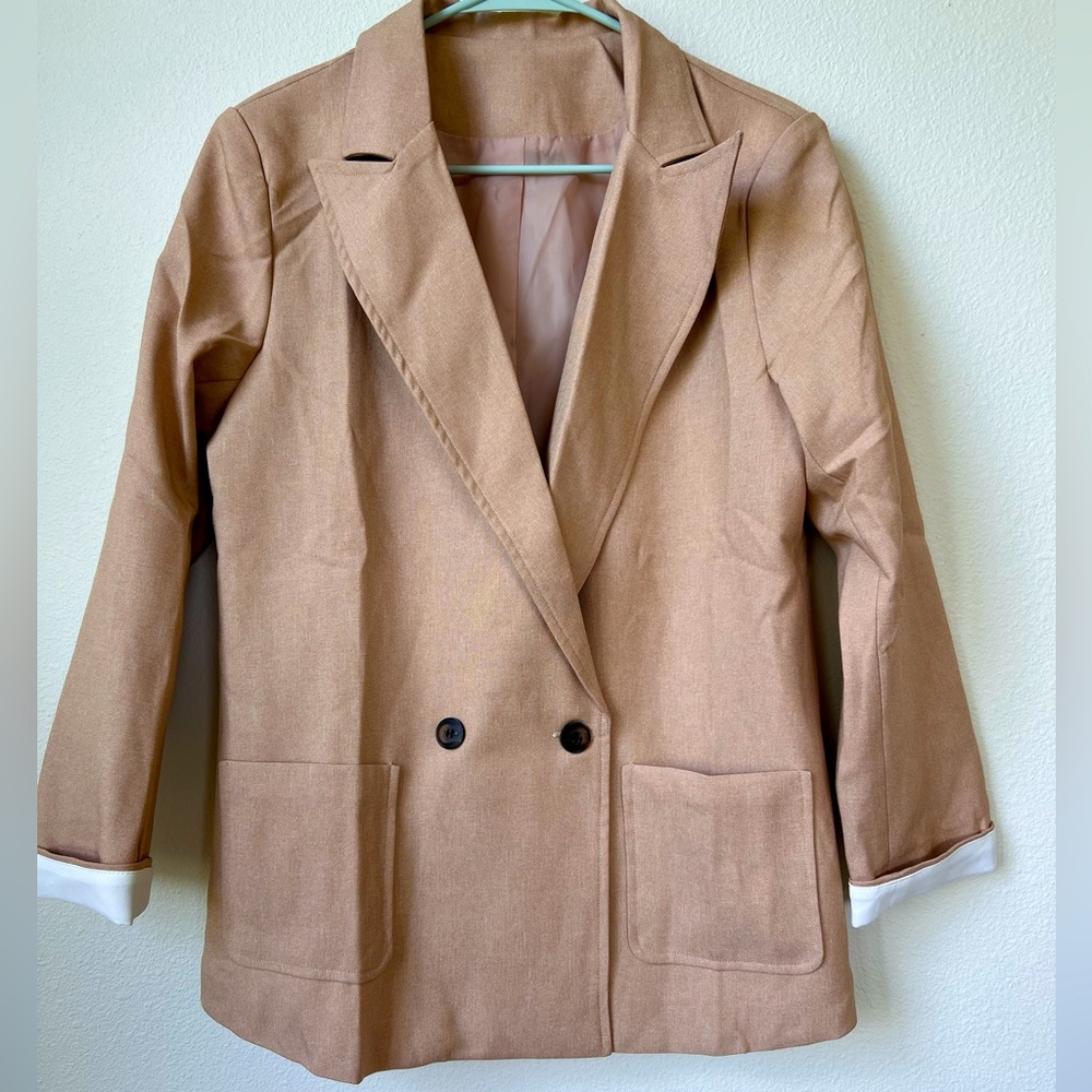 Blazer NWOTs women's large brown camel tan double breast